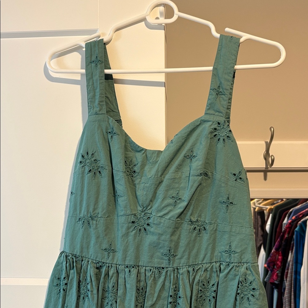 J.Crew Teal Eyelet Midi Dress - Picture 2 of 6